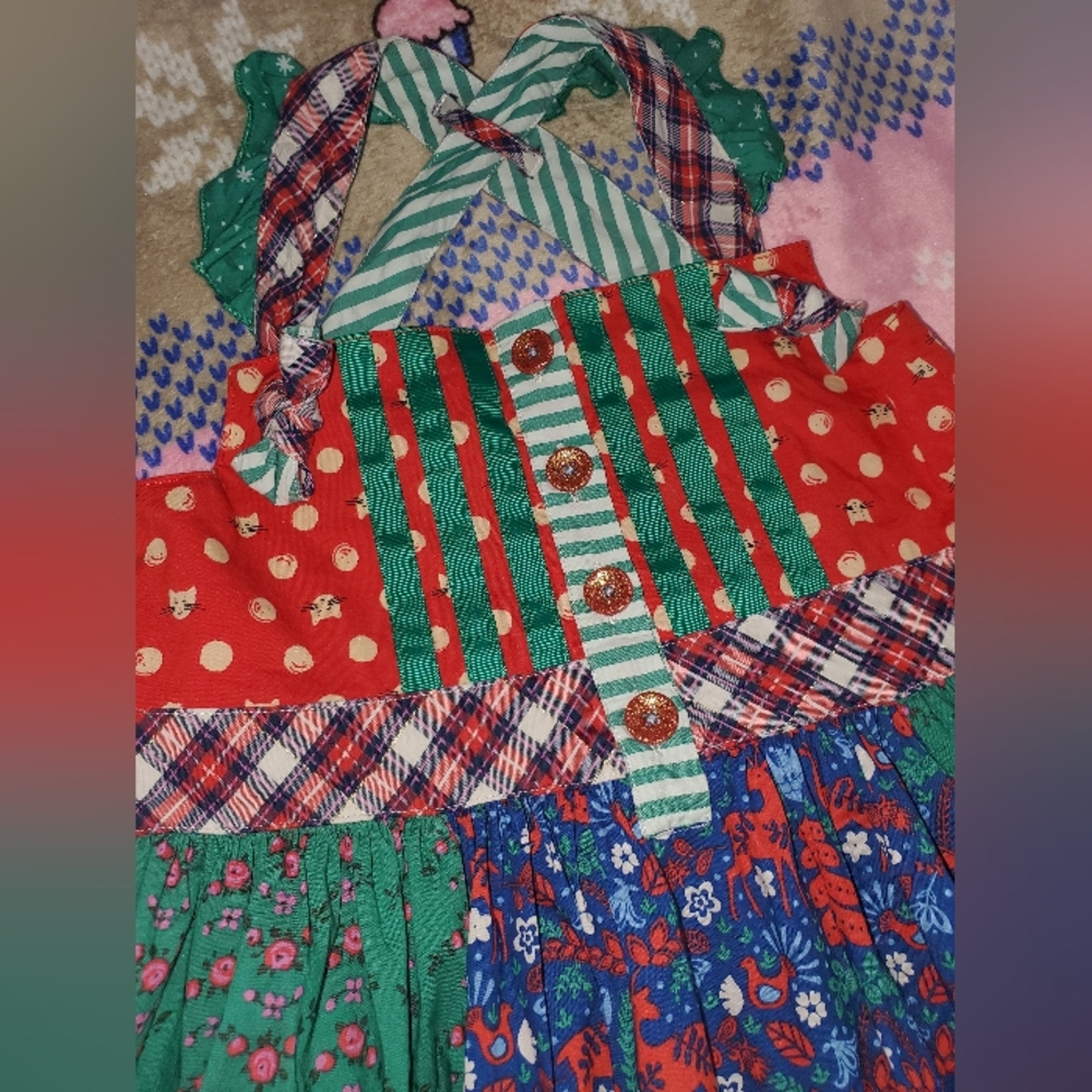 Matilda jane christmas holly knot dress sz 8 - Picture 2 of 3